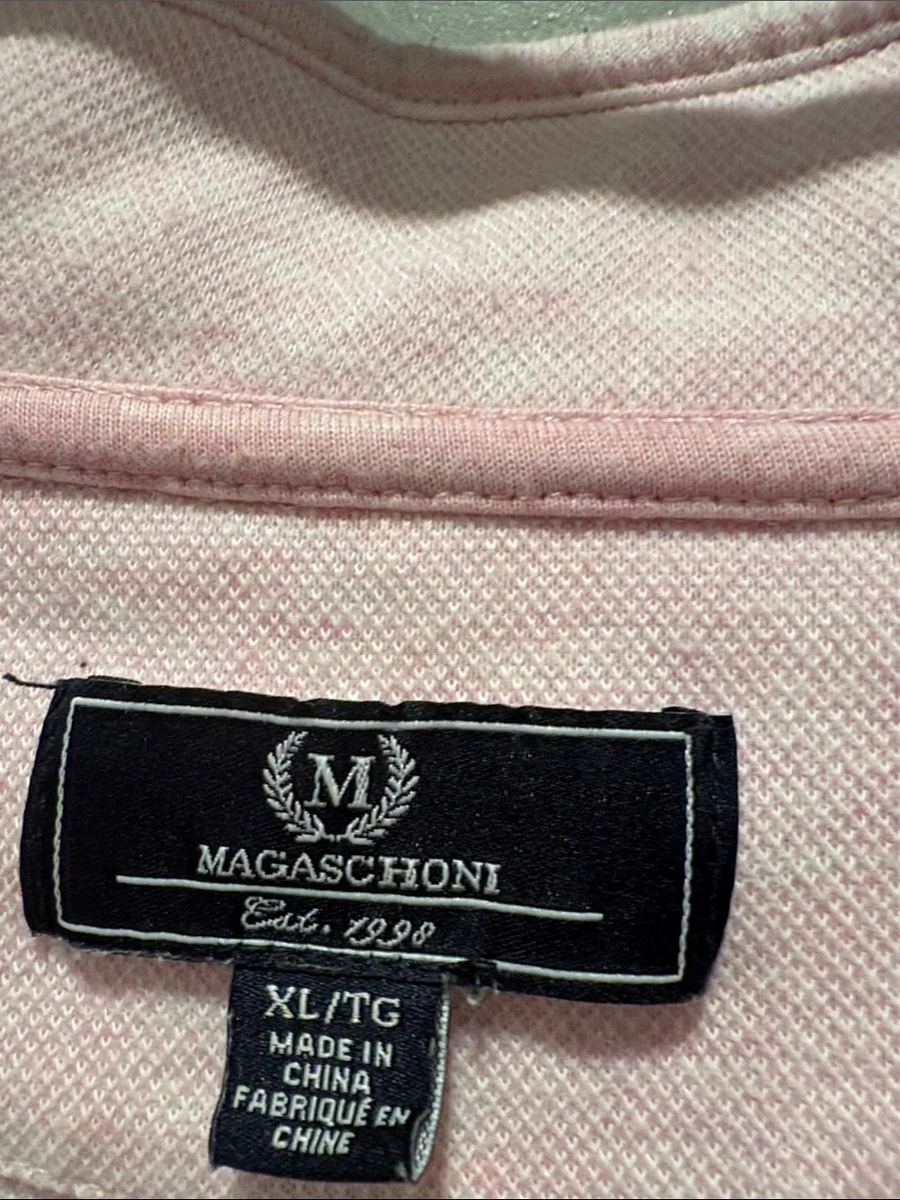 Magaschoni Men's XL Pale Pink Half Zip Sweater Cotton Blend Pullover